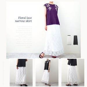 2025年新商品 裙子 窄裙/步裙 花卉图案 蕾丝