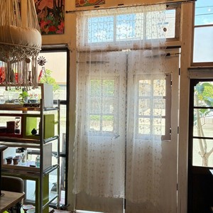 Lace Curtain Embroidery Flower Scallop 140 x 240cm