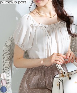 Casual Dress Double Ribbon Pintucked Blouse Floral Pattern Long Dress