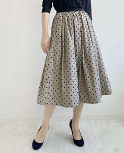お値段変わらず2丈選べる★神戸・山の手フロッキードットスカート /グレージュ