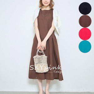 【2025SS新作】リネン混ノースリーブロングワンピース　SKYpink東京