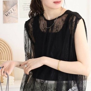 Button Shirt/Blouse Crew Neck Lace Blouse
