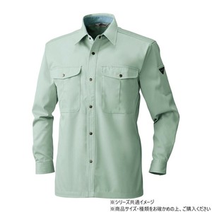 桑和 4445 長袖シャツ LLサイズ モスグリーン(107)