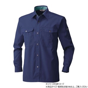 桑和 4445 長袖シャツ Lサイズ ネイビー(1)