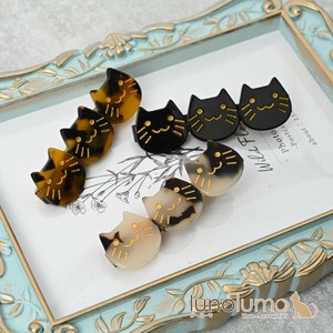 ヘアクリップ フォーククリップ ヘアアクセサリー レディース 猫 ネコ ねこ ベージュ 黒 ブラウン H