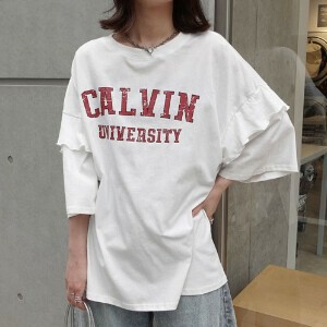 T 恤/上衣 冷感 新商品 2025年 棉 秋 学院Logo徽标