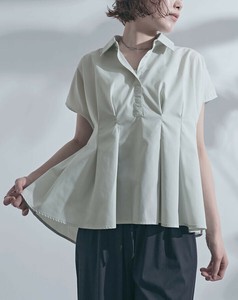 【50％OFF!】ウエストタック半袖ブラウス　レーディストップス　ブラウス　シャツ　夏　半袖