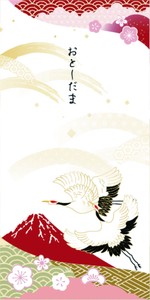 お年玉万円型袋　赤富士と鶴