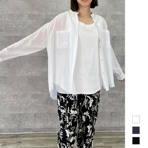 Button Shirt/Blouse Band-Collar Shirt