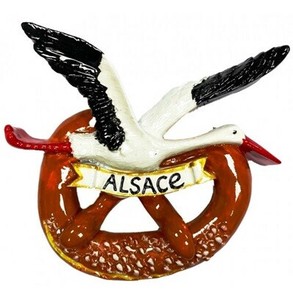 【フランスより直輸入】マグネット　ALSACE　こうのとり　プレッツエル