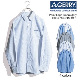 Button Shirt Polyester GERRY Broad Stripe