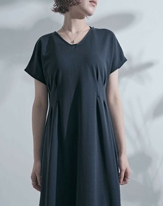 【全3色】 2025年新作！ウエストタックフレアロングワンピース　サマーワンピース　半袖　綿ワンピース
