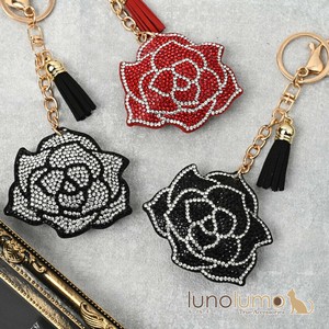 Key Ring Red Flower Roses Ladies fashion Sparkle Rose