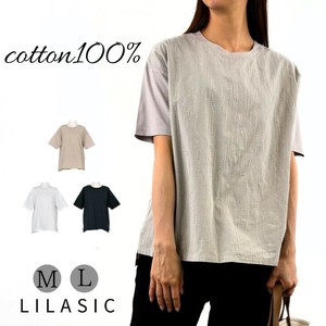 T-shirt Ladies fashion T-Shirt Front Short Sleeve 100% Cotton Cut-and-sew