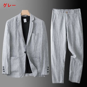 パンツスーツ 2点セット コート+パンツ 無地 快適 メンズ ファッション  ABQ1317