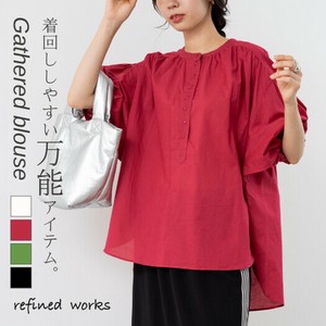 衬衫 Design 短袖 褶边/木耳边 衬衫 多纽扣