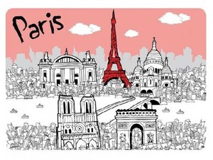 フランス直輸入　ランチョンマット/テーブルマット　” PARIS PASTELS”