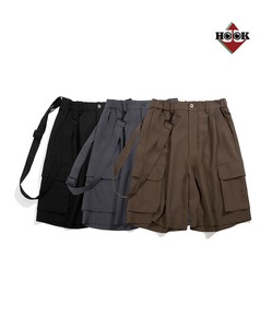 【HOOK】サスペンダー付きカーゴハーフパンツ メンズ ボトムス カーゴパンツ レディース