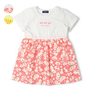 Kids' Casual Dress Waist Short Sleeve Dress 100% Cotton Switching