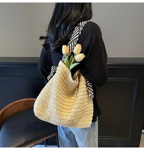 トートバッグ 2色 メッシュ ショッピングバッグ ストライプ柄ショルダー
