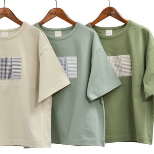 T-shirt Check Pattern Patchwork Made in Japan