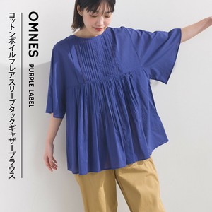 Button Shirt/Blouse Gathered Blouse Flare Sleeve Cotton [S/S NEW]