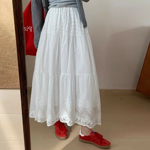 スカート 刺繡 レース 無地 ゆったり 快適 レディース ファッション  ABQ1358