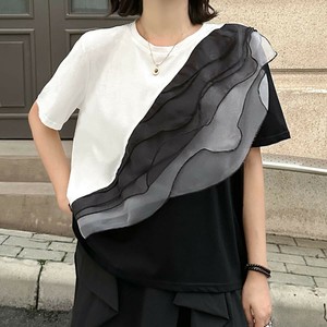u27925トップス レディース スプライス ヴィンテージ Tシャツ ファッション カジュアル 短袖 2025春夏新作