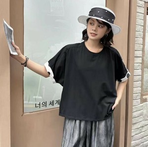u27936トップス レディース シャツ  Tシャツ 短袖 レトロ ドット 2色 韓国風 2025夏新作