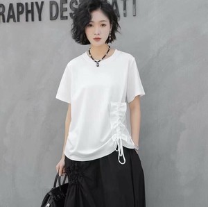 u27940トップス レディース シャツ  Tシャツ 短袖 ラウンドネック 2色 シンプル 2025夏新作