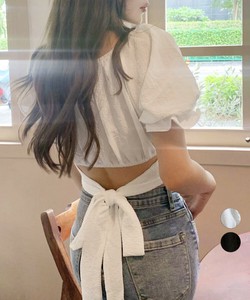 国内即納 オフショルダーブラウス バックリボン夏服