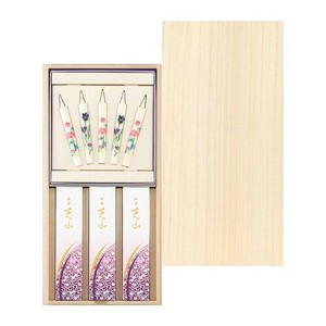 日本香堂 銘香芝山 桐箱絵ろうそく5本セット 65019