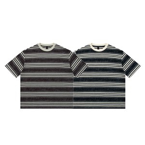 ストライプ Tシャツ    S-XXL    茶色/白、黒/白   PL1169