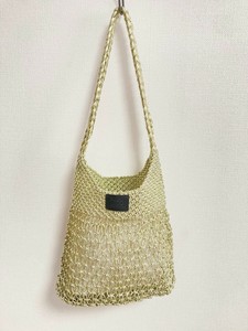 新作★【Swaraj】手編みのメタリックマクラメ・OVAL TOTE（手編み）