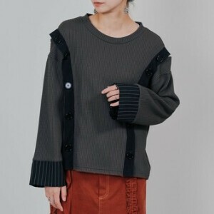 ショルダーオープンワッフルニットライクトップス