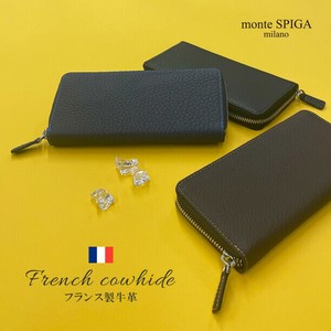 お買い得!!【フランス製牛革使用 ラウンドファスナー長財布】メンズ財布　フレンチカーフ