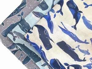 〈生地〉3色展開 Wガーゼプリント　生地  クジラ柄　C柄　日本製