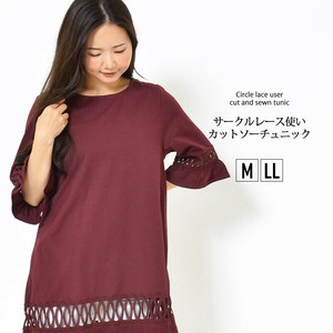 チュニック M LL ふんわり 体型カバー 手洗いOK ラウンドネック お尻が隠れる丈感 無地 春 夏 華やか