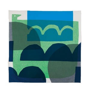 Tenugui Towel Navy Japanese Style bird Face Green Made in Japan
