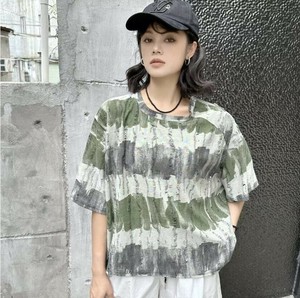 u27950トップス レディース シャツ  Tシャツ INS プリント レトロ 欧米風 2025夏新作