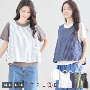 【2025新作】【M〜L/L〜LL】ストライプコットンベスト(N33-026/N33-027) FM1,FM7