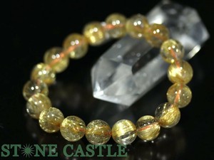 ☆一点物☆【ブレスレット】極太タイチンルチルクォーツ (6A++) 6148F (約11〜11.5mm) (鑑別書付)