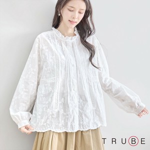 【2025新作】【M〜L】フリルネックレースブラウス(N72-229) (1号店) FM1