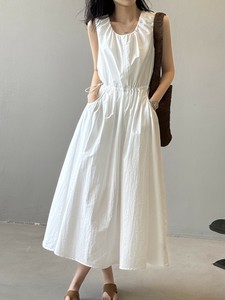 ワンピース ノースリーブ 無地 ゆったり 快適 レディース ファッション 82360#PBQ114