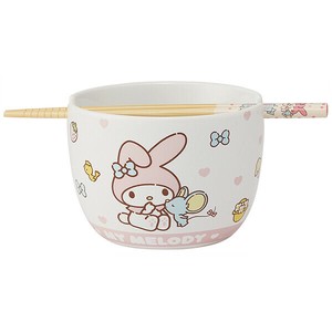 【公式】 陶器製ボウル箸セット 【マイメロディ いつもいっしょのお友だち】 スケーター