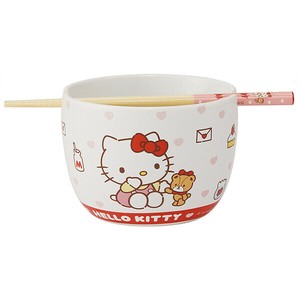 【公式】 陶器製ボウル箸セット 【ハローキティ いつもいっしょのお友だち】 スケーター