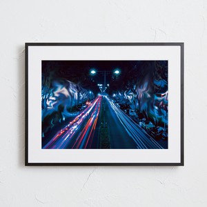 【おしゃれアートポスター】街並み 都会 車ライト フォトコラージュ 写真 A4A3A2