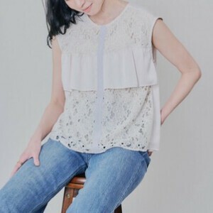 Button Shirt/Blouse Front Lace Blouse Tiered