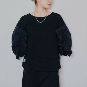 Button Shirt/Blouse Ruffle Sleeve Multi-colored Stitch