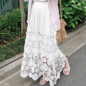 裙子 下装 新商品 2025年 花朵 蛋糕裙 可爱 花卉图案